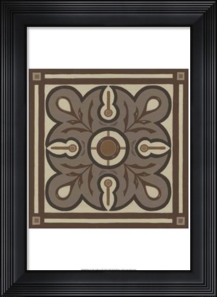 Framed Piazza Tile in Brown III Print