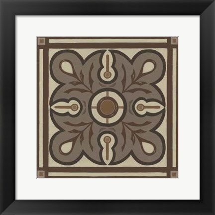 Framed Piazza Tile in Brown III Print