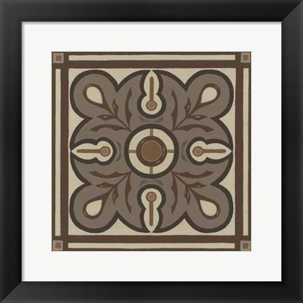 Framed Piazza Tile in Brown III Print