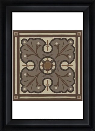 Framed Piazza Tile in Brown IV Print