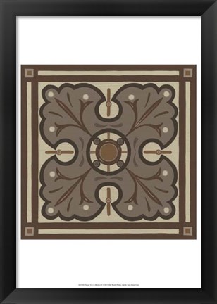 Framed Piazza Tile in Brown IV Print