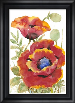 Framed Poppy Floral I Print