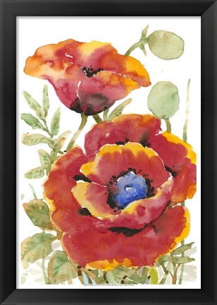Framed Poppy Floral I Print