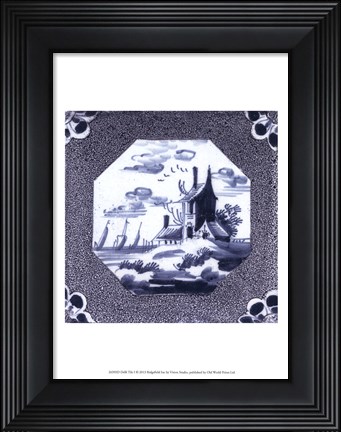 Framed Delft Tile I Print