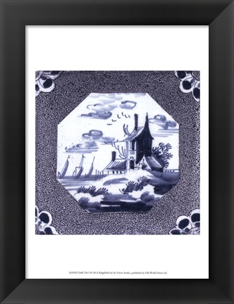 Framed Delft Tile I Print