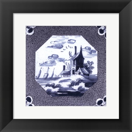 Framed Delft Tile I Print