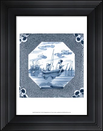 Framed Delft Tile V Print