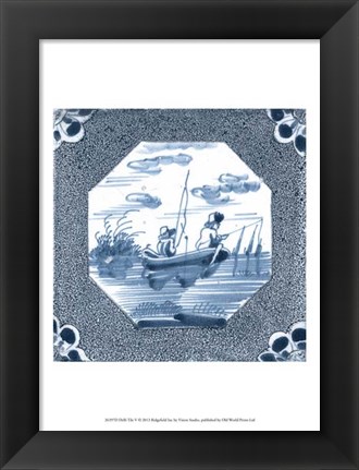 Framed Delft Tile V Print