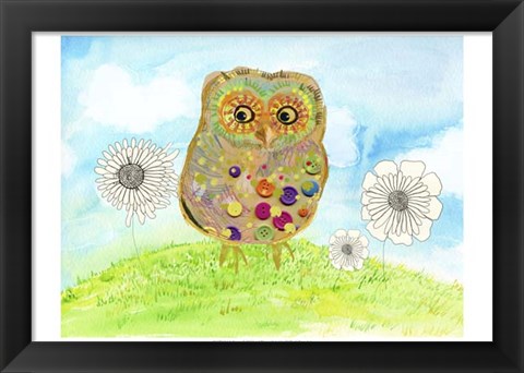 Framed Owl &amp; Flowers Print