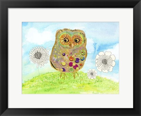 Framed Owl &amp; Flowers Print