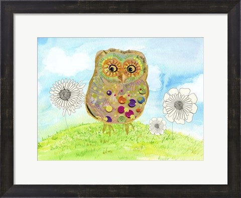 Framed Owl &amp; Flowers Print
