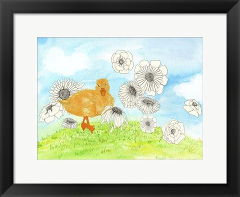 Framed Duck &amp; Flowers Print