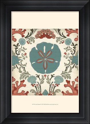 Framed Coastal Damask I Print