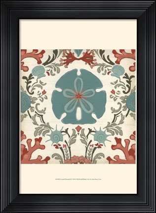 Framed Coastal Damask II Print