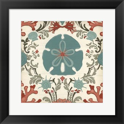 Framed Coastal Damask II Print