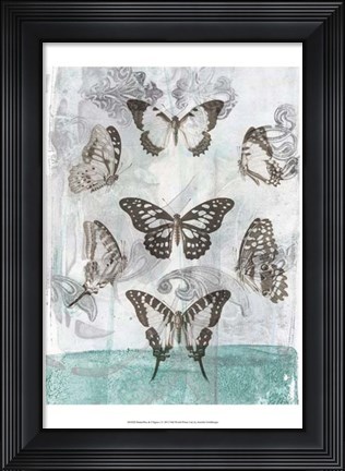 Framed Butterflies &amp; Filigree I Print