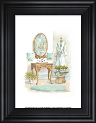 Framed Watercolor Bath in Spa I Print