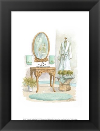 Framed Watercolor Bath in Spa I Print