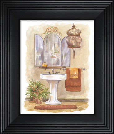 Framed Watercolor Bath in Spice I Print