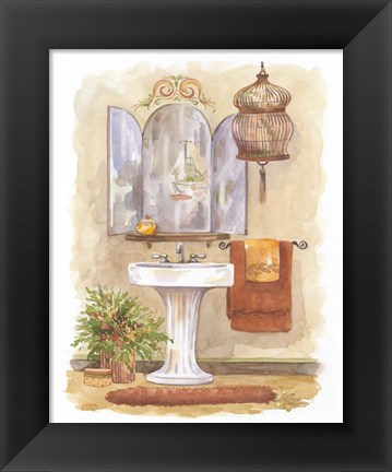 Framed Watercolor Bath in Spice I Print