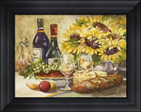 Framed Wine &amp; Sunflowers Print