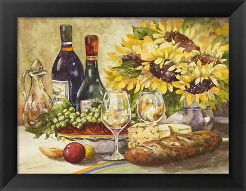 Framed Wine &amp; Sunflowers Print