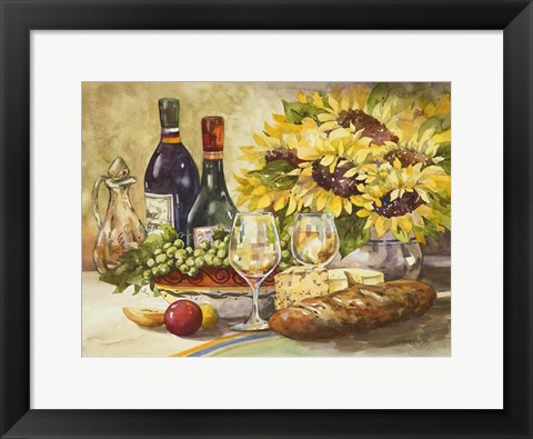 Framed Wine &amp; Sunflowers Print