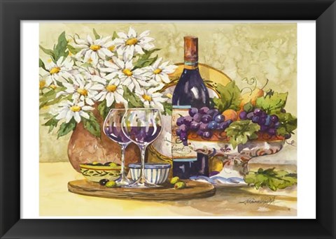 Framed Wine &amp; Daisies Print