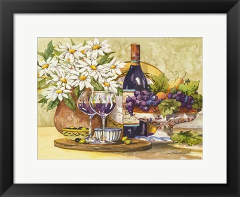 Framed Wine &amp; Daisies Print