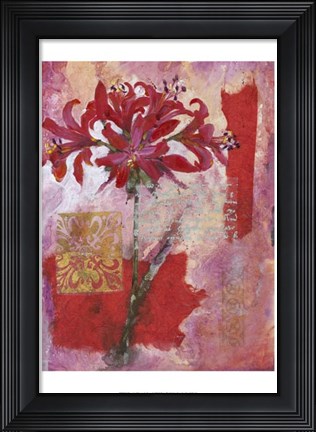 Framed Magenta Flower Collage I Print