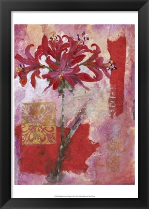 Framed Magenta Flower Collage I Print