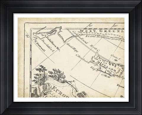 Framed Map of Europe Grid I Print
