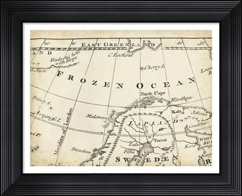 Framed Map of Europe Grid II Print