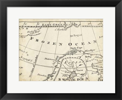 Framed Map of Europe Grid II Print