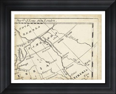 Framed Map of Europe Grid III Print