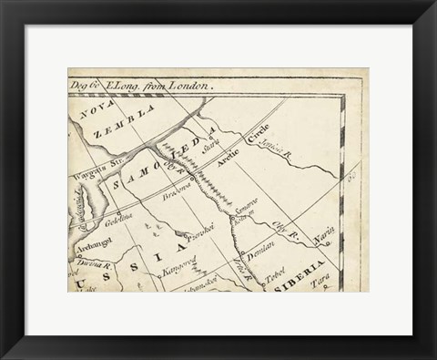 Framed Map of Europe Grid III Print