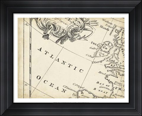 Framed Map of Europe Grid IV Print