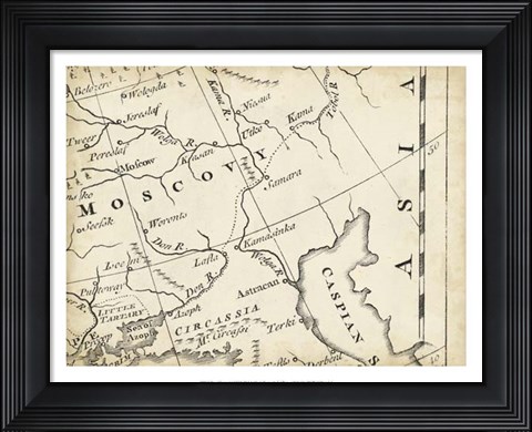 Framed Map of Europe Grid VI Print