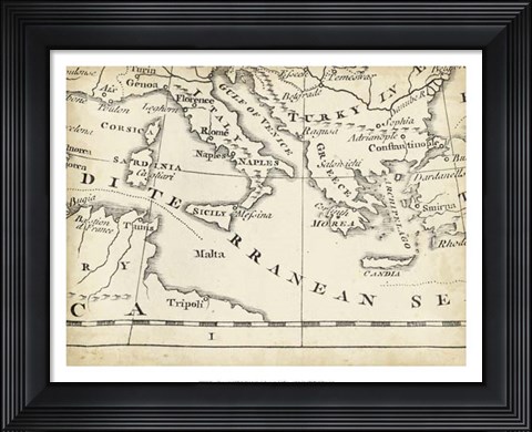 Framed Map of Europe Grid VIII Print