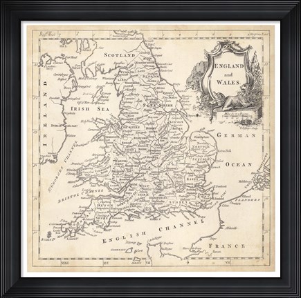Framed Map of England &amp; Wales Print