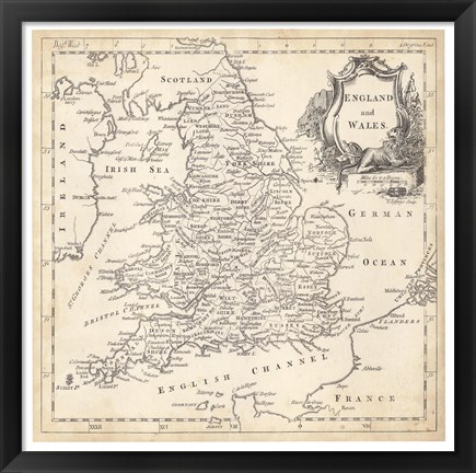 Framed Map of England &amp; Wales Print