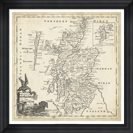 Framed Map of Scotland Print