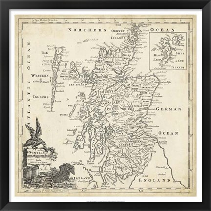 Framed Map of Scotland Print