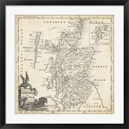 Framed Map of Scotland Print