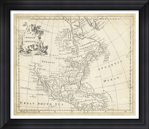 Framed Map of North America Print