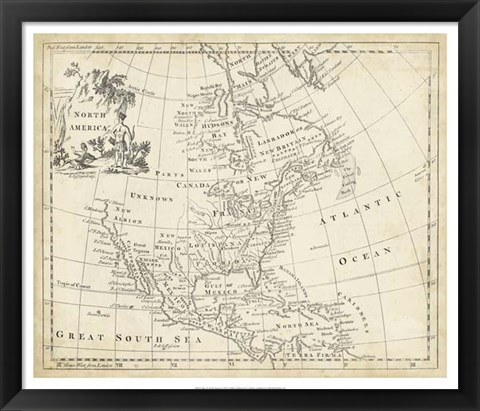 Framed Map of North America Print