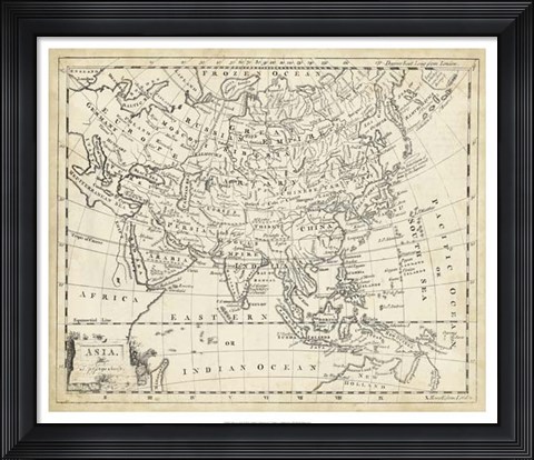 Framed Map of Asia Print