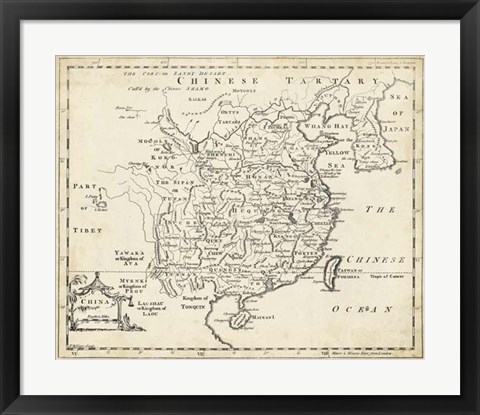 Framed Map of China Print