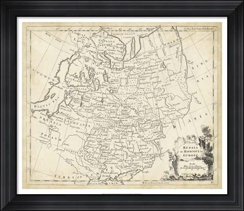Framed Map of Russia Print