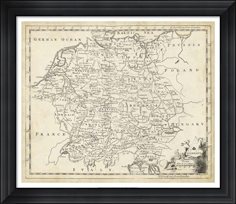 Framed Map of Germany Print